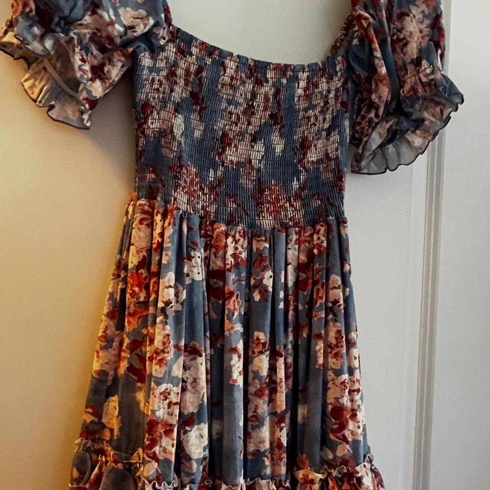 Caroline Constas Blue and Pink Floral Kids Dress